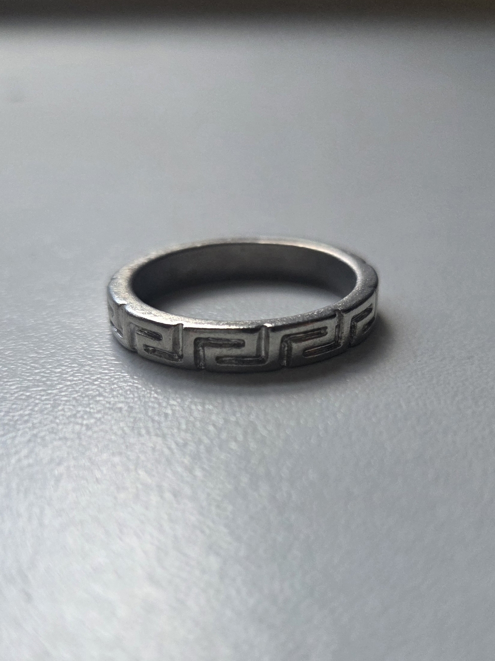 Silver Greek Key Ring